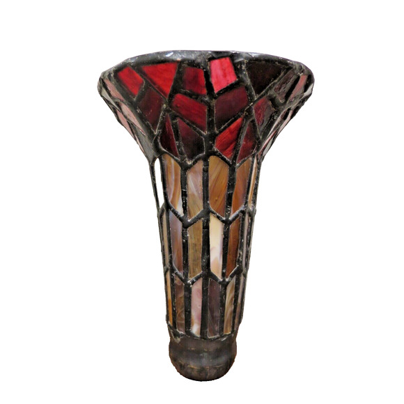 Vintage Stained Glass Fluted Lamp Light Shade - Picture 1 of 9